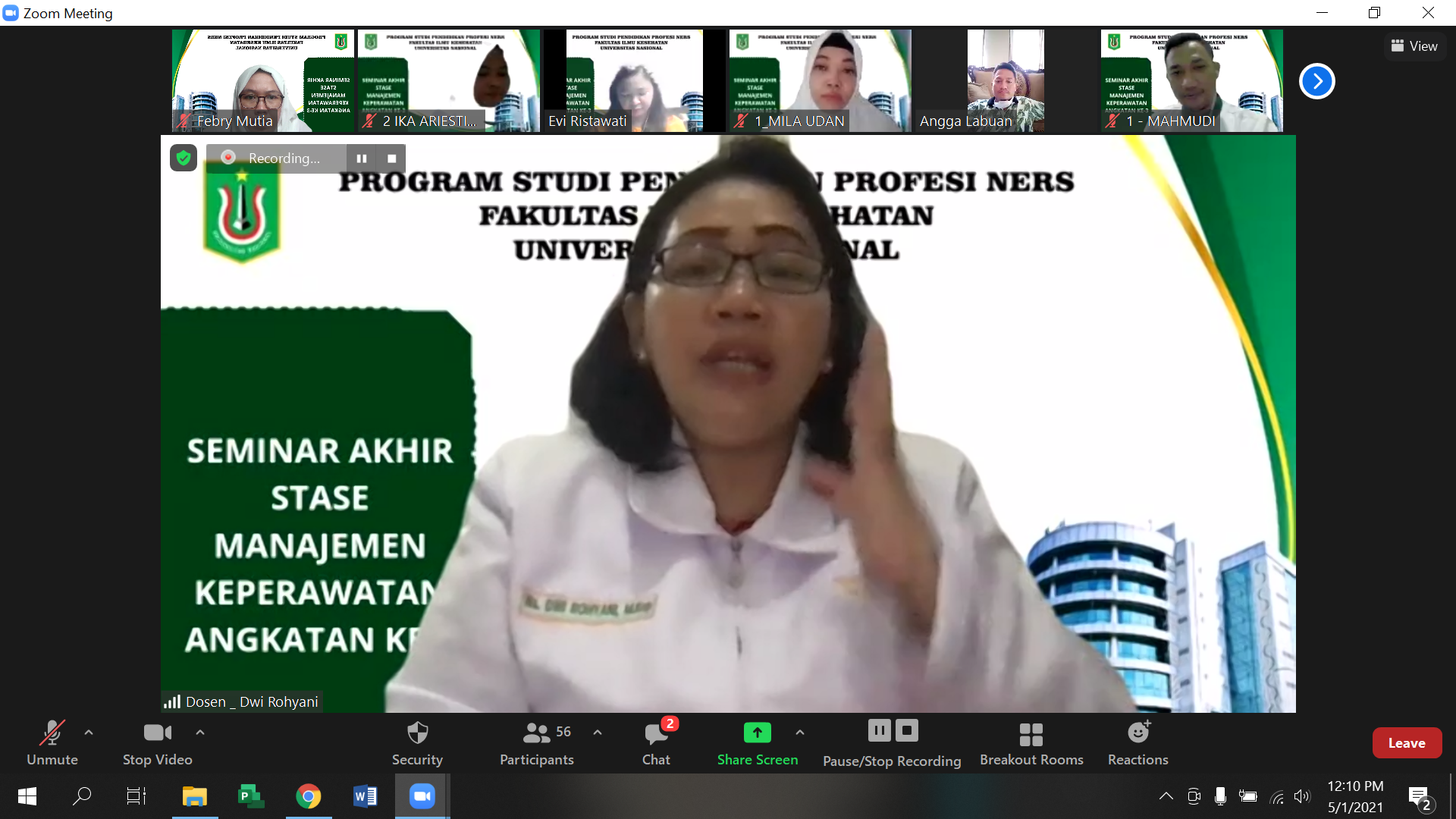 You are currently viewing Akhiri Stase Prodi Profesi Ners Laksanakan Seminar Akhir Stase Manajemen Keperawatan