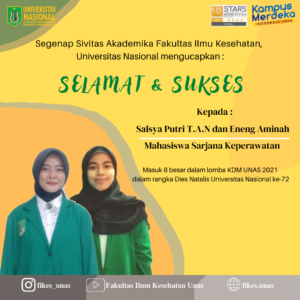 Read more about the article Selamat dan Sukses kepada Eneng Aminah dan Salsya Putri T.A.N menjadi 8 besar dalam lomba KDM UNAS 2021